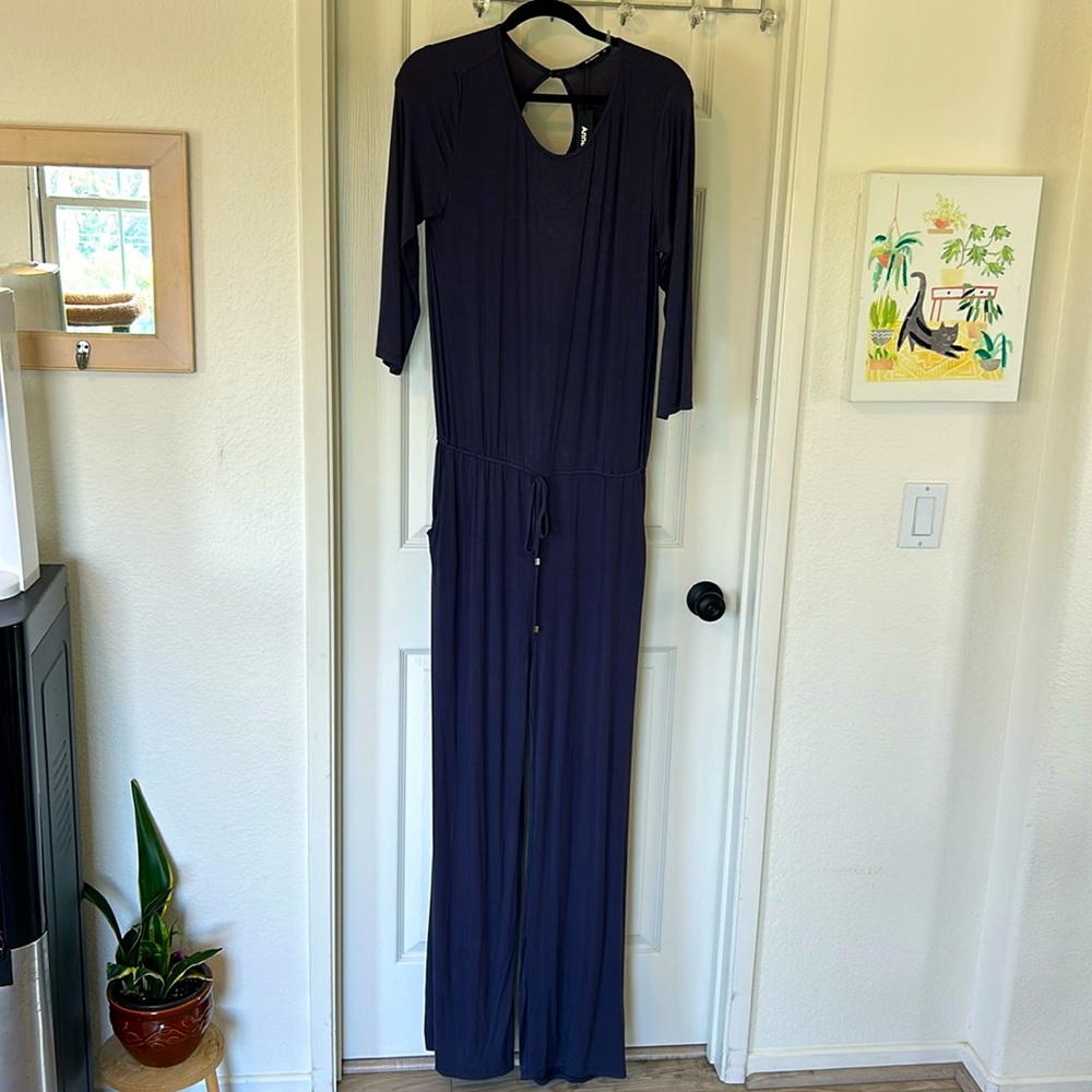 Annabelle Steel Navy flowy romper Large